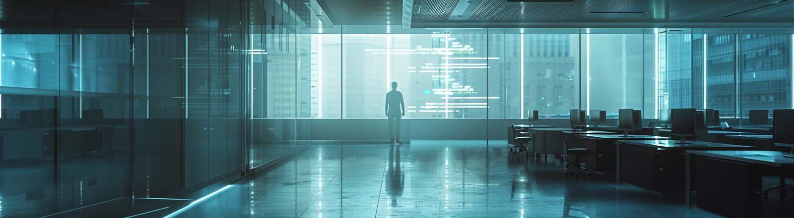 u7996237426 a sleek futuristic office bathed in cold fluoresc b359b2cb 9ef7 4114 8436 863ee1d387a6 3