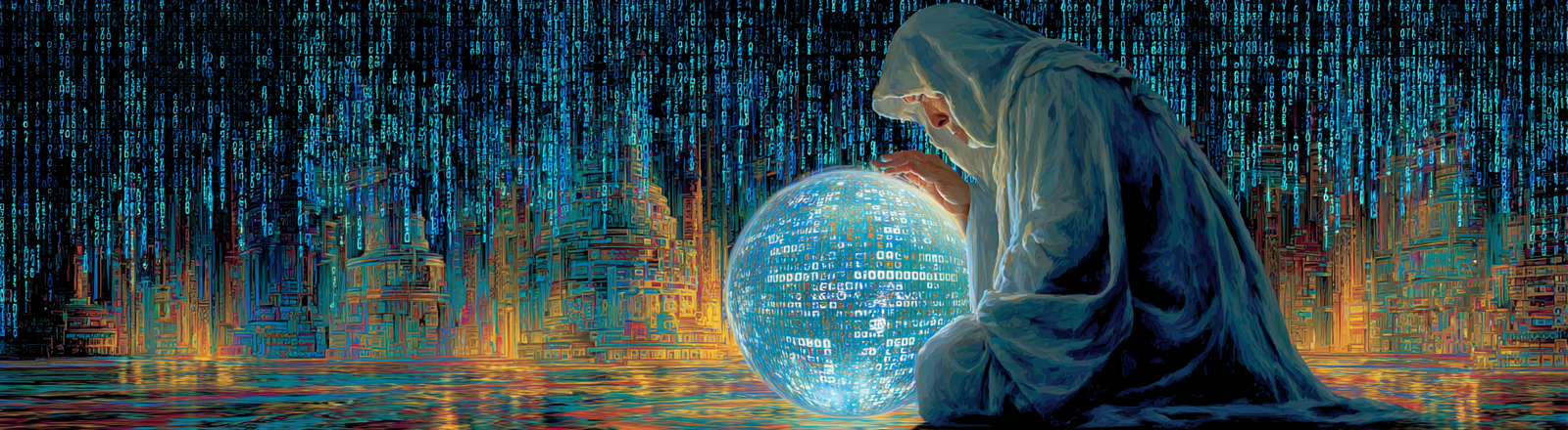 u7996237426 mystical meets modern image a robed oracle gazing fa857fa7 0c89 4294 b4ed 5d8037708a67 0