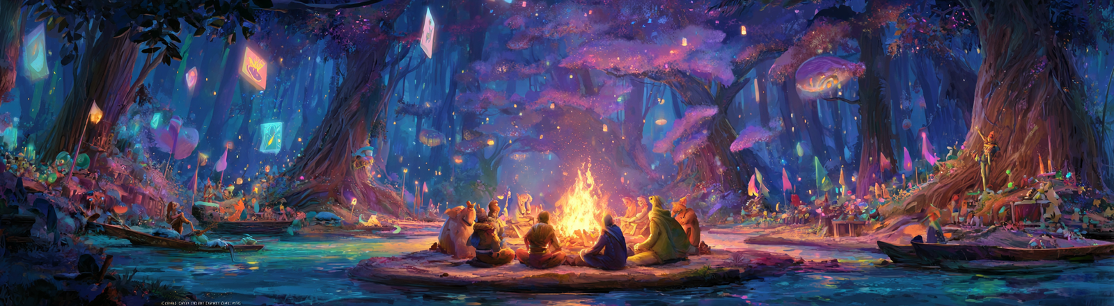 u7996237426 vivid fantasy landscape with avatars gathered aro 6e893bb3 4b38 41d0 b63b 5c3ca518d0cd 1