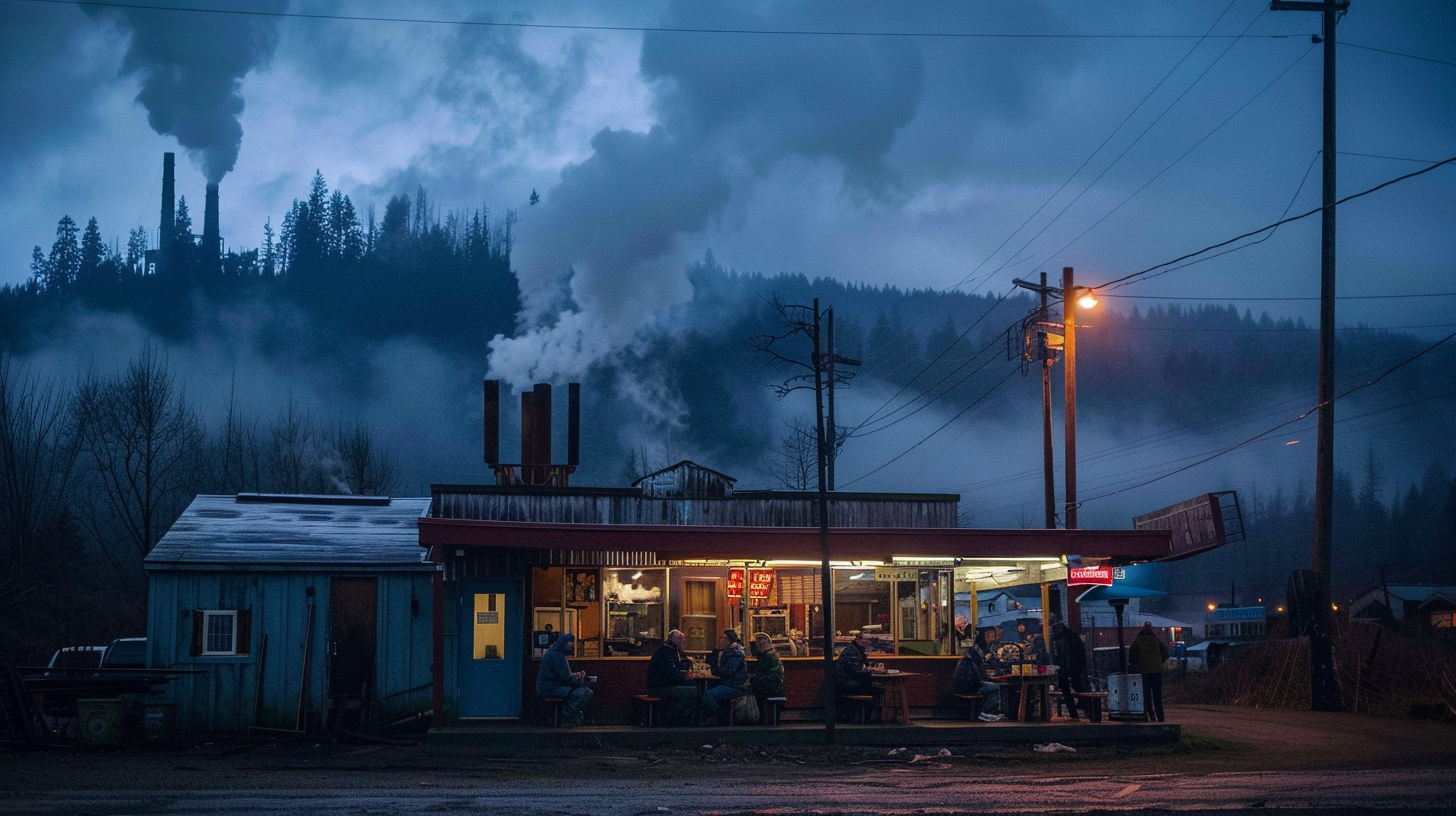 u7996237426 a fading timber town at dusk silent sawmill in th b06207dd 1297 4e91 bd39 9ac3039bbbea 0