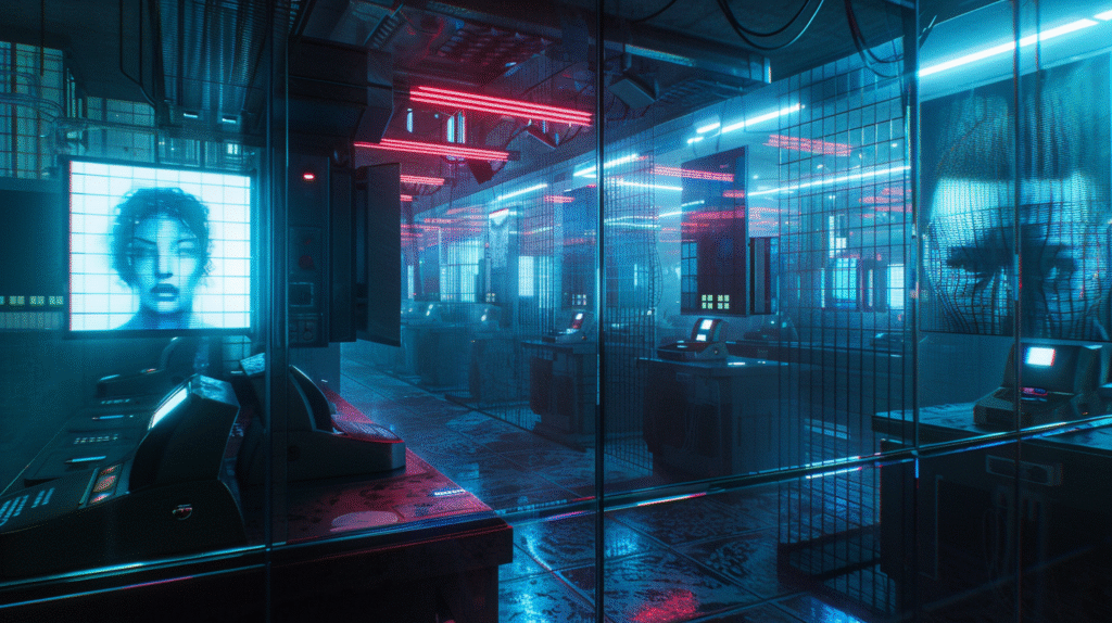 u7996237426 a futuristic checkpoint glowing with scanners fac 5c06c8a1 9654 4d13 b601 0d92151f8199 1